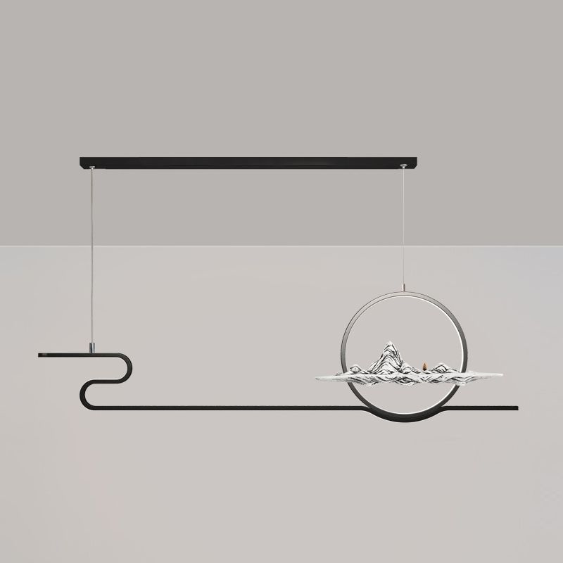 Modern Linear Island Lighting Fixtures Metal 2-Light Pendant Lighting