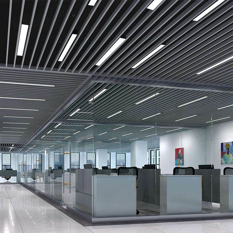 Rechthoekige inbouwverlichting, moderne aluminium kantoorplafondlamp in zwart