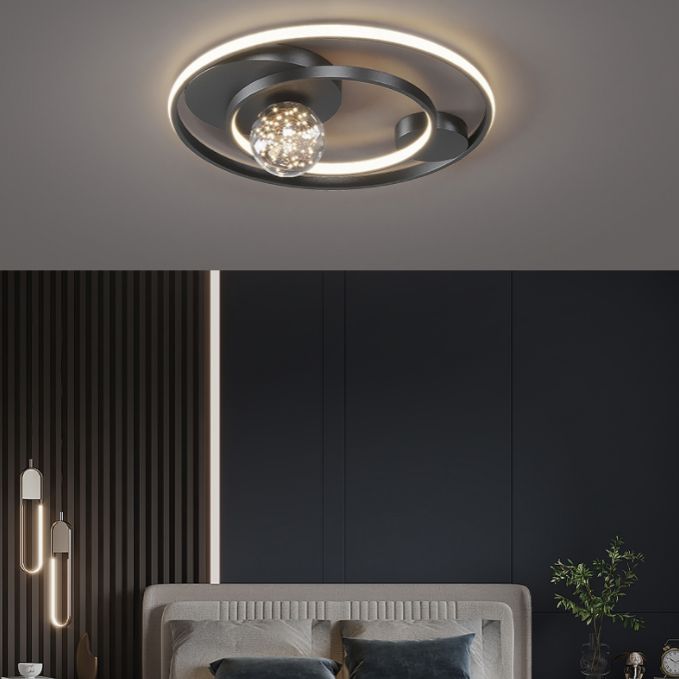 Contemporary 1-Light LED Flush Ceiling Light Metal Circle Ceiling Light Fixture for Bedroom