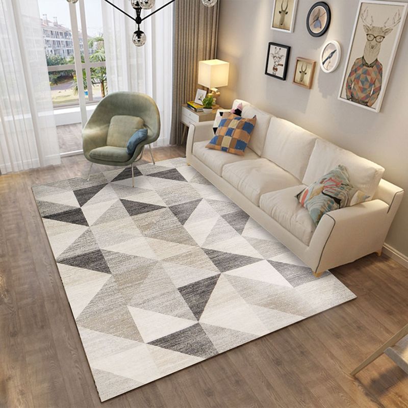 Modern Living Room Carpet Abstract Pattern Area Rug Polyester Washable Carpet with Non-Slip Backing