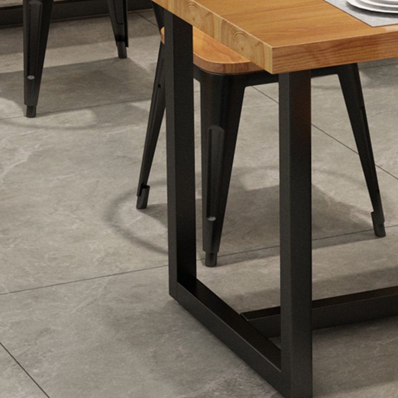 Industrial 1/5 Pieces Dining Set Rectangle Pine Wood Dining Table for Hot Pot Shop