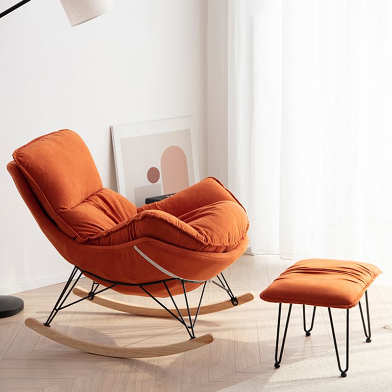 Contemporary Rocking Chair Fabric Upholstered Wing Chair Back Indoor Rocking Chair