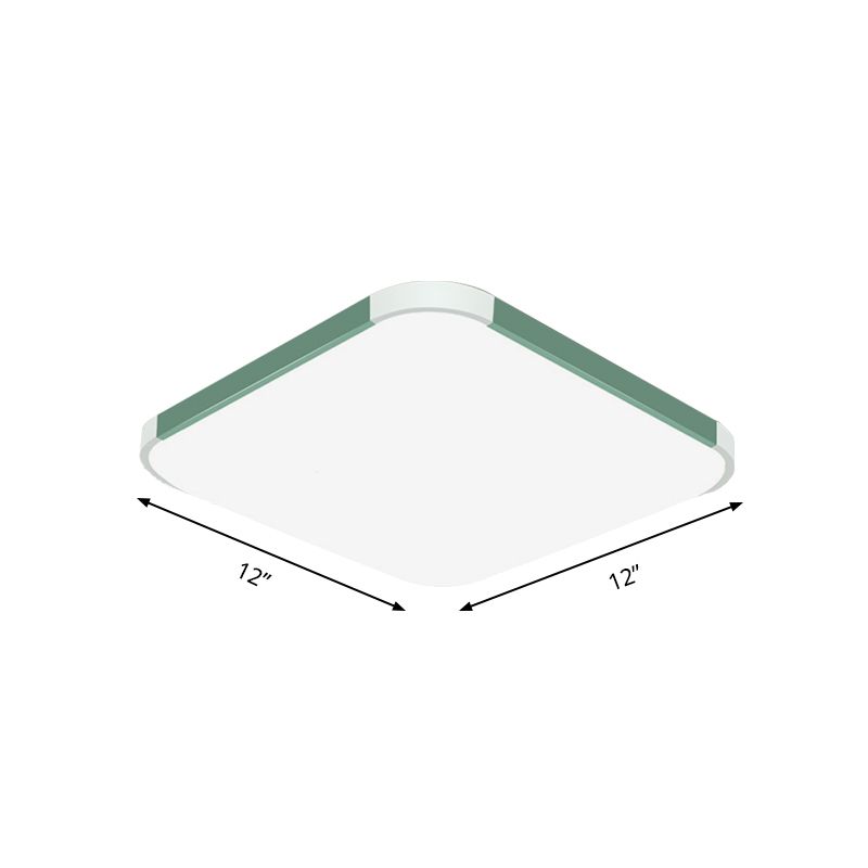 Geometric Flush Mount Lamp Macaron Acrylic Pink/Yellow/Blue LED Flush Mount Lamp, 12"/15"/17" Wide in White/Warm