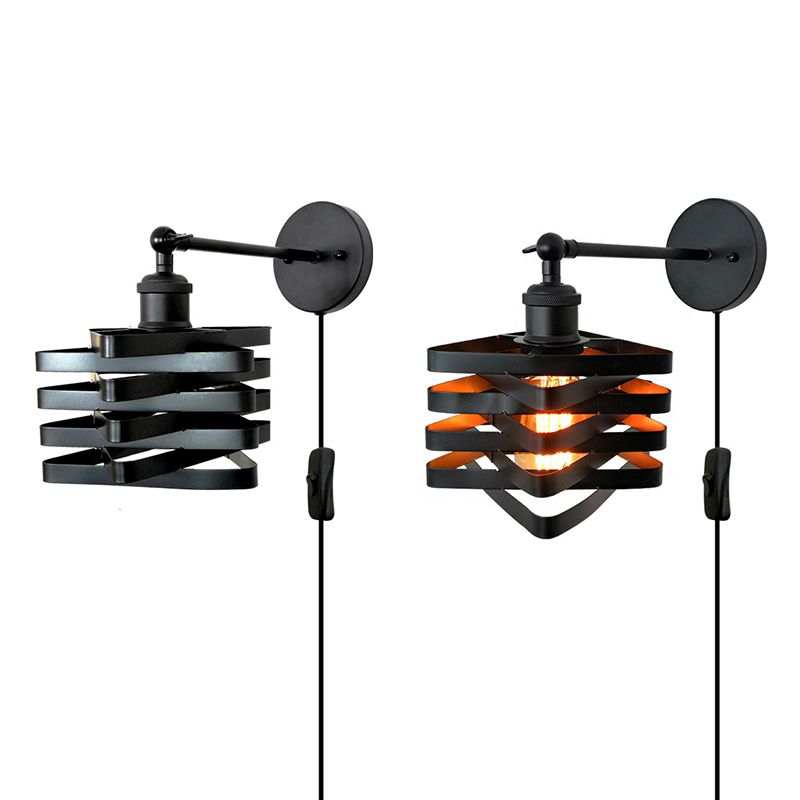 Black Modern Wall Sconce Triangle Shape Wall Light with Metal Shade for Bedroom