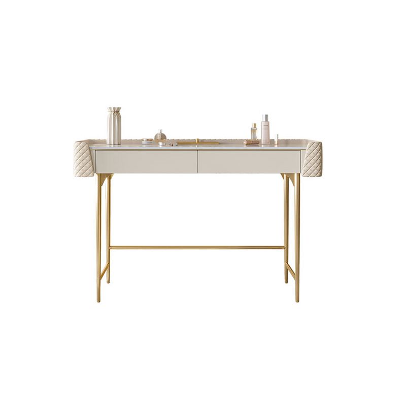 White Vanity Desk with 2 Storage Drawers 17.71" Wide Wood Vanity Set, Glam Style