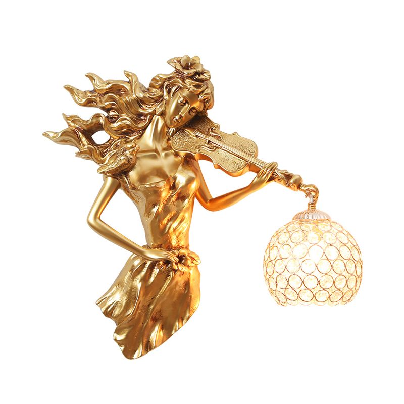 Dome Wall Mount Leichte Vintage Metall und Kristall 1 hellweißes/goldenes Wandleuchten mit Mädchendekoration