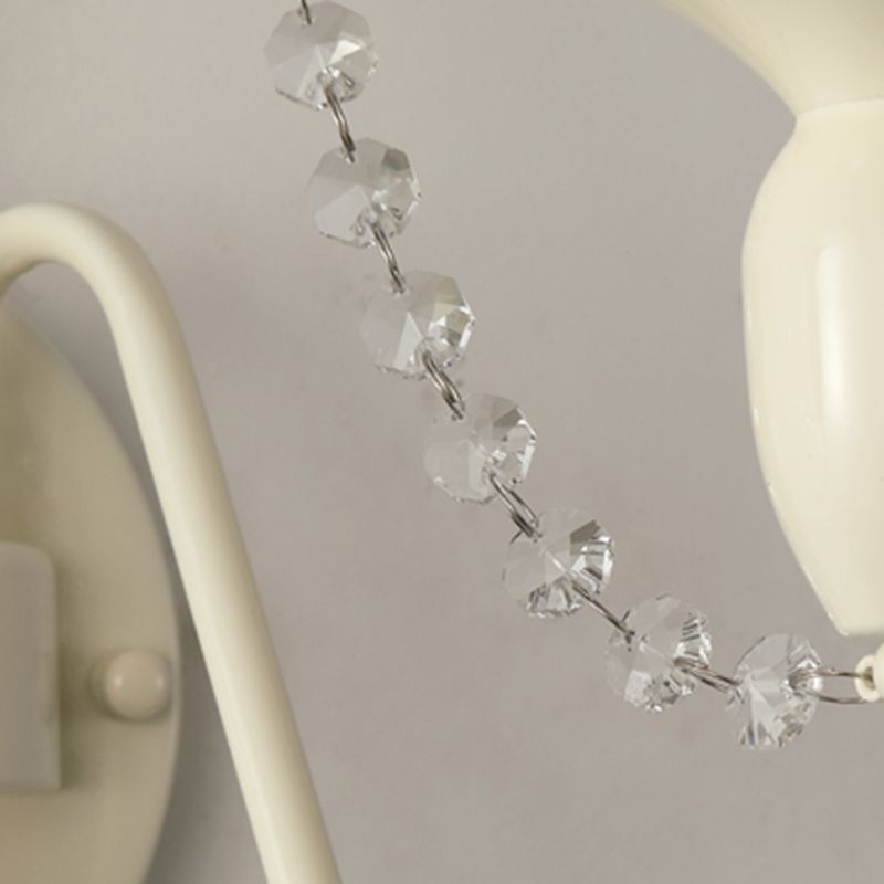 Candle Shape Crystal Wall Sconces Modern 1/2-Light Wall Mount Light Fixture in White