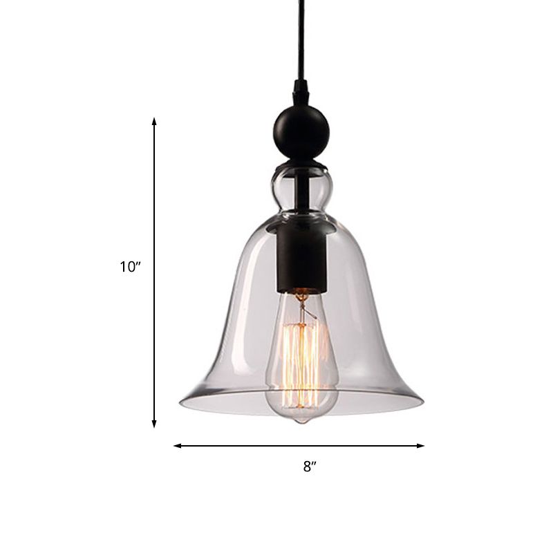 Lámpara colgante de campana modernismo ámbar/vidrio transparente 1 cabezal comedor lámpara colgante