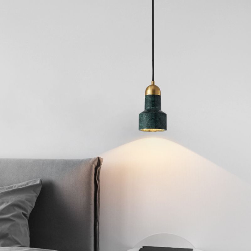Shaded Dining Room Suspension Lighting Marble 1 Head Minimalistic Pendant Ceiling Light