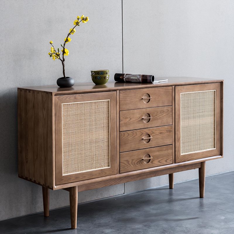 Modern Cabinet Solid Wood With Doors 4 - Drawer Rectangle Accent Cabinet