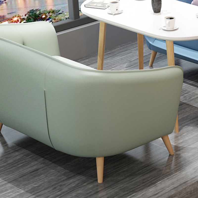 Modern Faux Leather Tufted Back Curved Loveseat Sofa with 1/2 seat