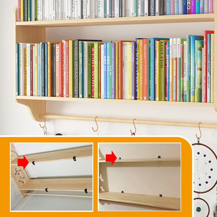 Modern Style Wood Bookshelf Wall Mounted Bookcase for Study Room