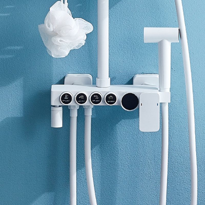 Modern Adjustable Water Flow Shower Faucet  Hose Shower System on Wall in White
