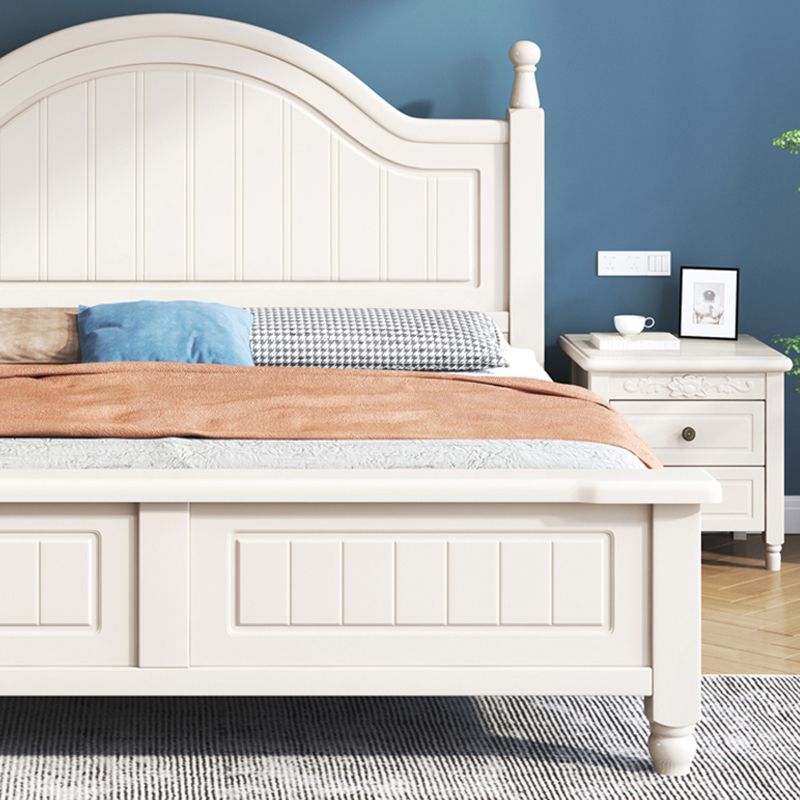 Contemporary Wood Arched Standard Bed, White Panel Headboard Bed
