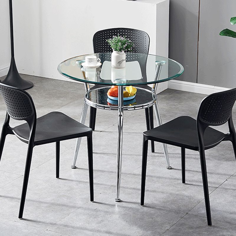 Runde transparente Esstischglas Tisch modern mit 3 Beinen Sockel