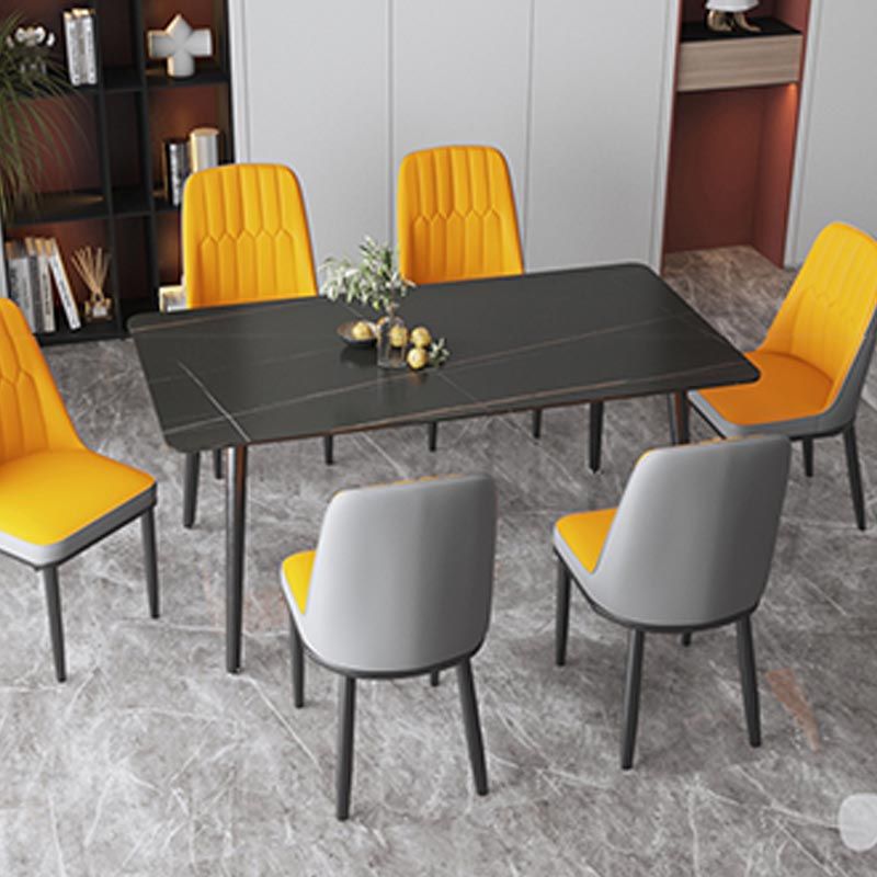 Industrial Stone Dining Table Rectangle Dining Table with 4 Legs
