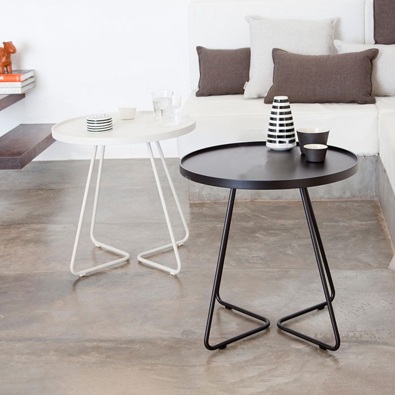 17.7"/19.7" Tall Metal Round Tray Top Side Table Iron Sled End Table