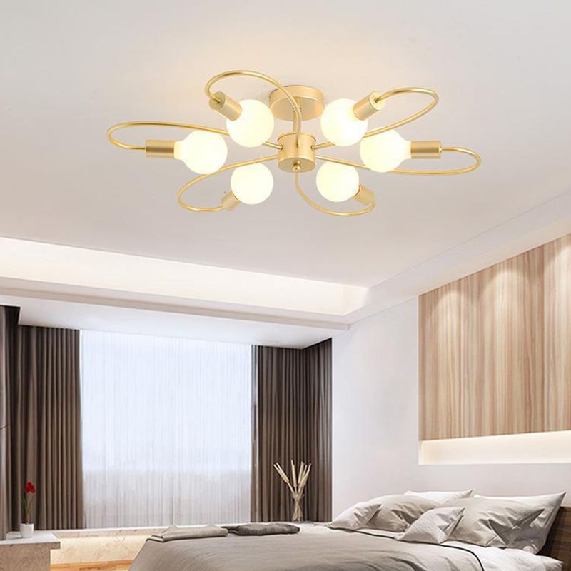 Modern Metal Ceiling Light Golden/Black Flush Mount Lighting for Home