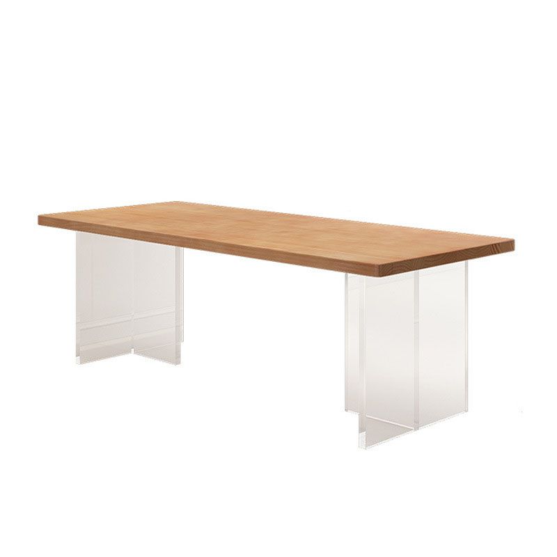 Acrylic Contemporary Rectangular Dining Table Pine Wood Top Table for Dining Room