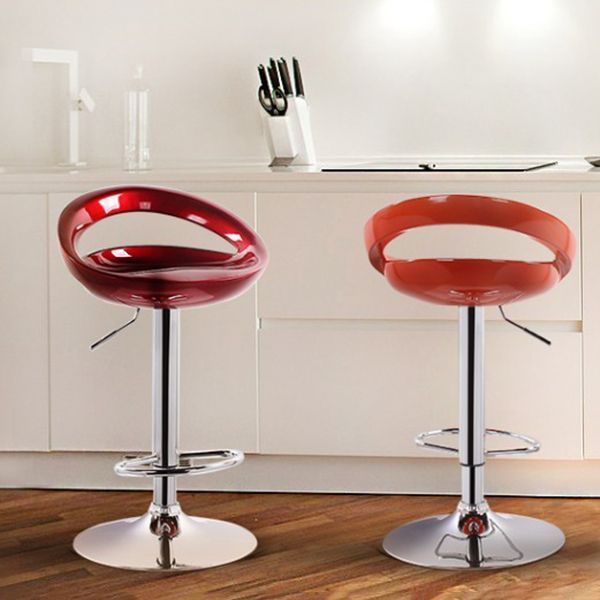 Plastic Adjustable Height Swivel Low Back Bar Stool with Footrest