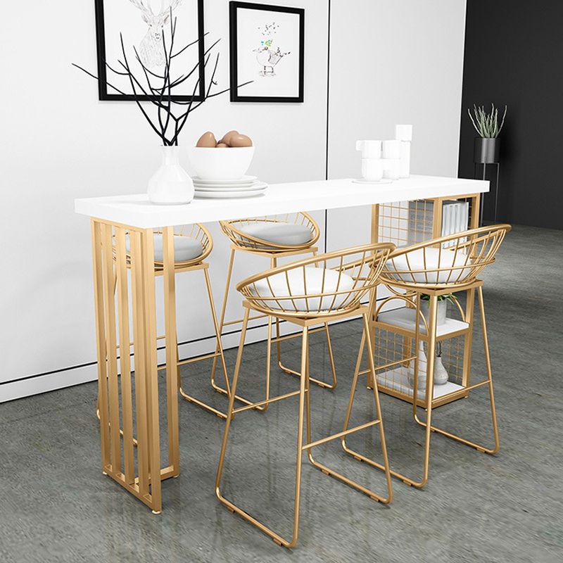 Glam 1/2/3/5 Pieces Bar Table Set Rectangle Bar Table with Metal High Stools for Kitchen