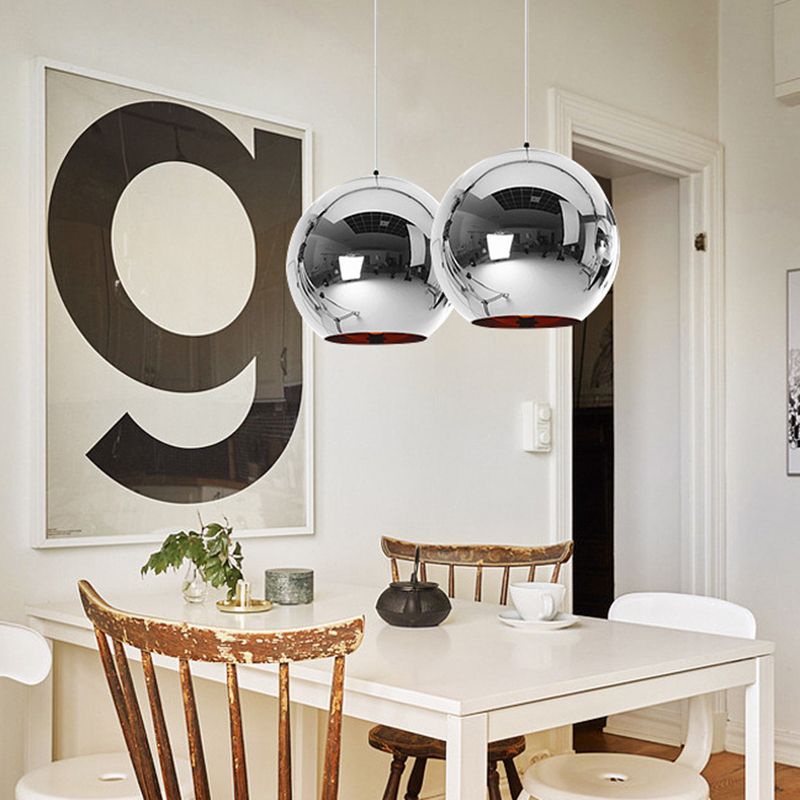 6 "/8"/10 "W Mirror Ball Anhänger Beleuchtung zeitgenössisches Glas 1 Licht Chrom/Gold/Roségold hängende Deckenleuchte