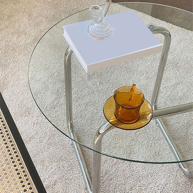 Modern Glass Sled Cocktail Table Round 1 Single Coffee Table