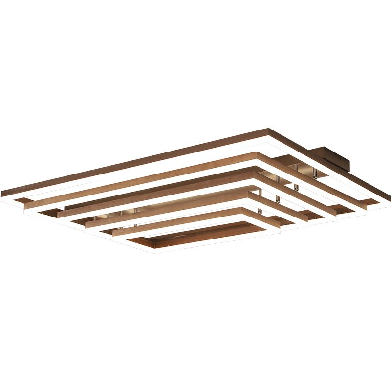Multi-Tiered Rectangle Ceiling Lamp Minimalist Metal Living Room LED Flush Mount Lighting in Brown