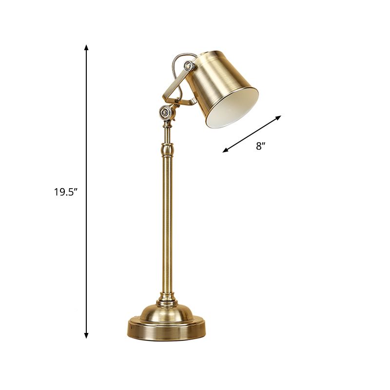 1-licht Swivel Shade Bucket Table Lamp Antiek goud metaal Nachtstand Licht voor woonkamer