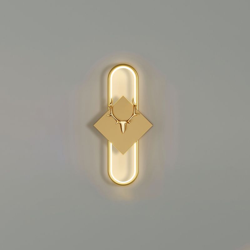 Metal Oval Wall Light Nordic Style LED Wall Sconce with Antlers for Living Room