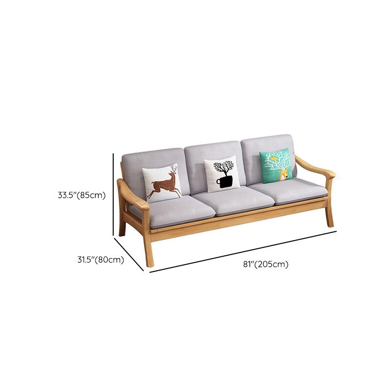 Pillow Back Wood Settee No Distressing Stationary Sofa for Living Room