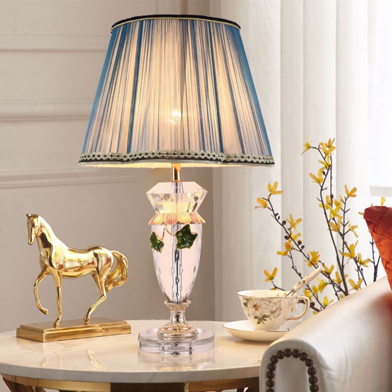 Vase Form Task Lighting Modernist Facetted Crystal 1 Head Night Tischlampe in Blau