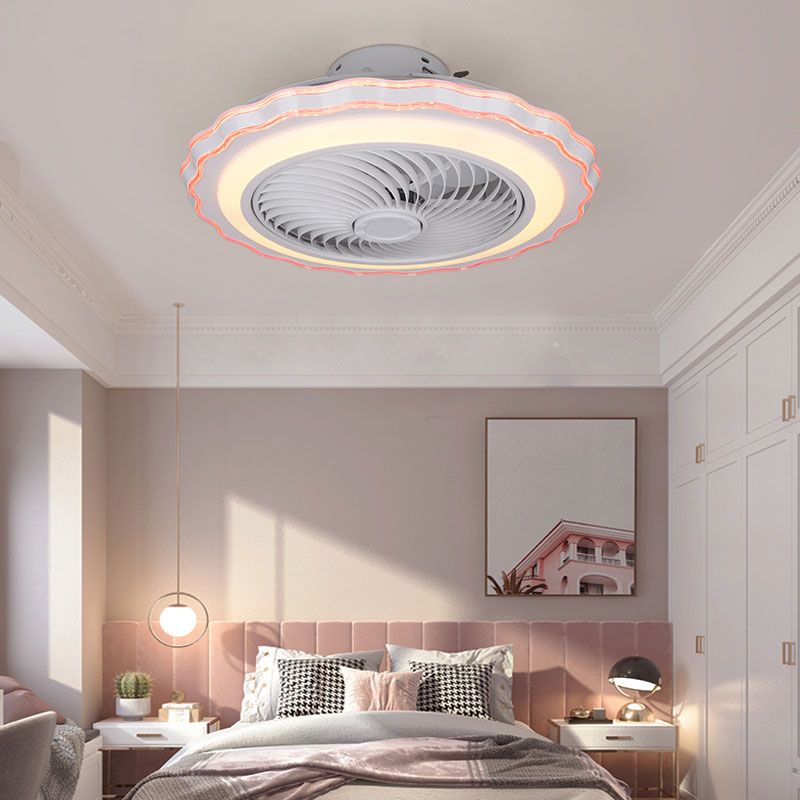 Children's Bedroom Fan Lamp Minimalist LED Semi Flush Mount Ceiling Light