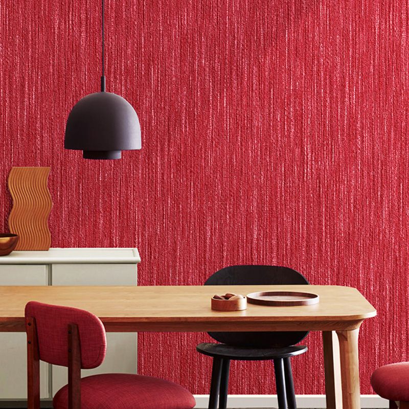 Postmodern Stripes Wallpaper 33' x 20.5" Contemporary Wall Decor for Wedding Room in Bright Red