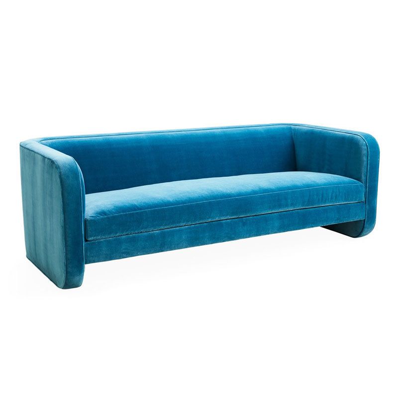 Contemporary Velvet Tuxedo Arm Sofa Loose Back Settee for Living Room