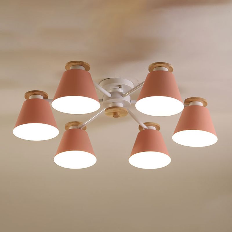 Contemporary Flush Light Fixtures Iron Cone-Shaped Macaron Flush Mount Lamp