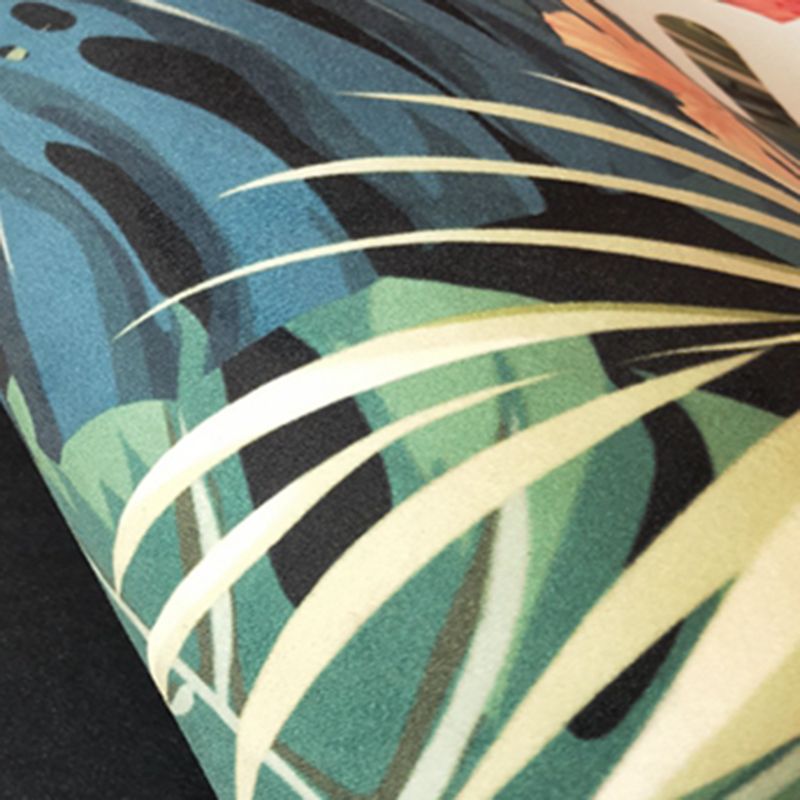 Green Tone Modern Indoor Rug Polyester Leaves Print Carpet Non-Slip Backing Rug for Home Decoration