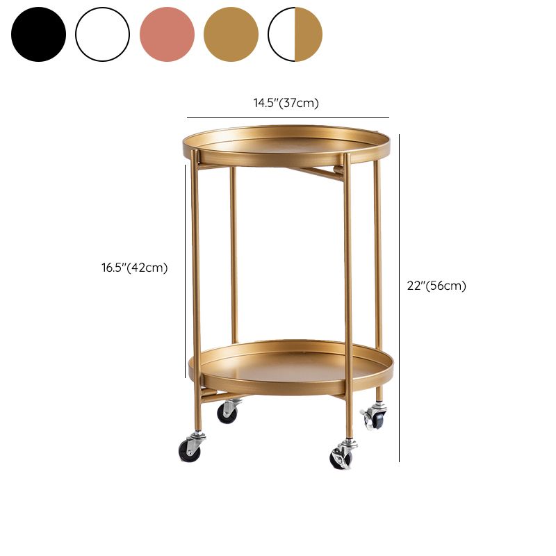 Round Shape Accent Side Table Metal Contemporary with Storage End Table