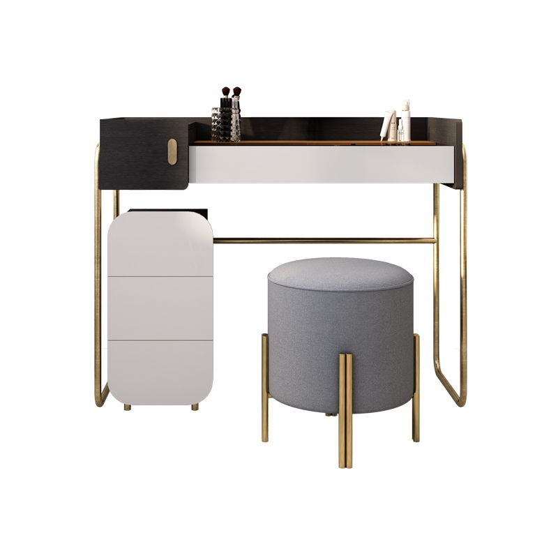 Tempered Glass Countertop Black/white Base with 4 Drawer Dresser