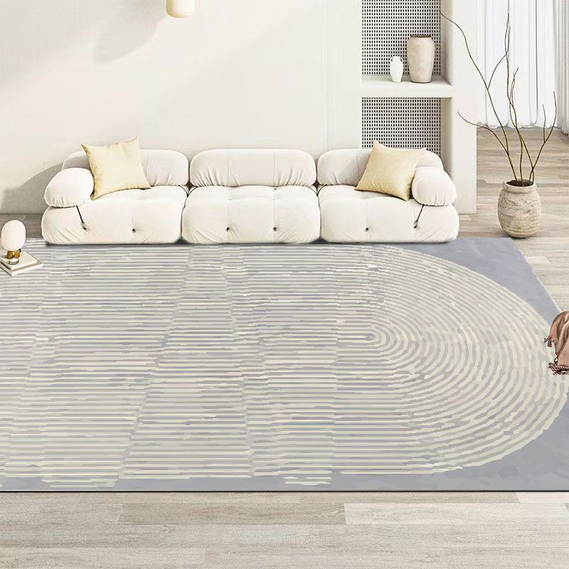 Simple Striped Rug Polyester Green Rug Tear Resistant Rug for Living Room