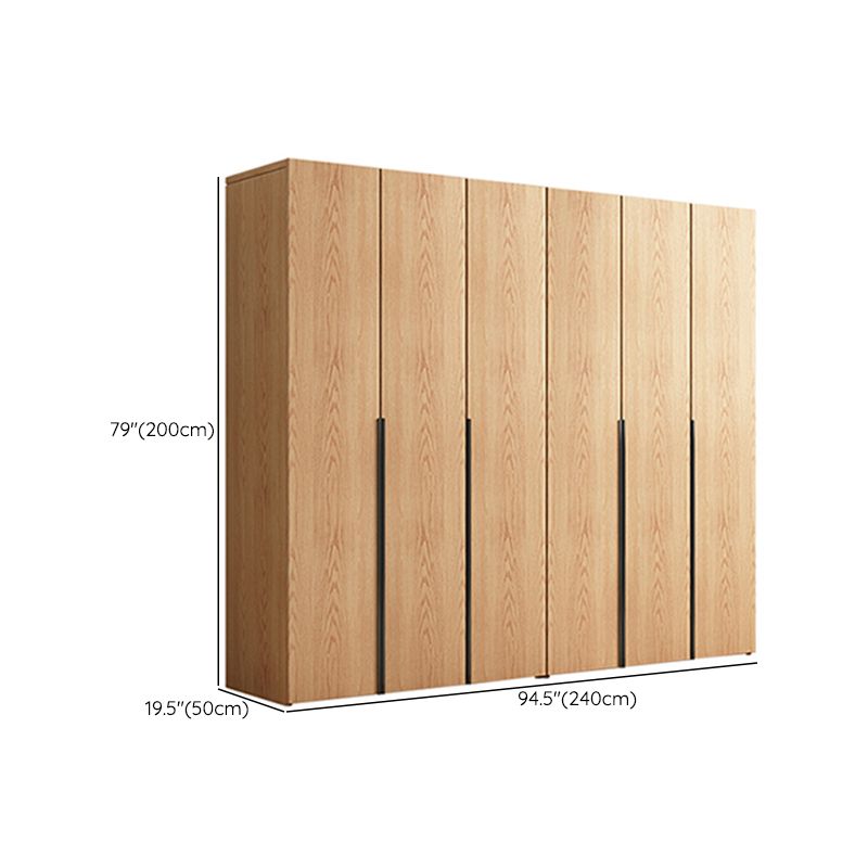 Contemporary Freestanding Natural Wardrobe Oak Solid Wood Wardrobe with Shelves