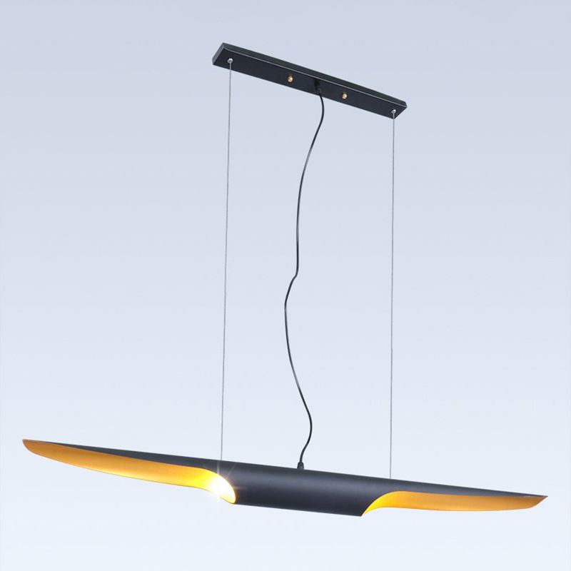 Industrial Pendant Light Linear Shape Island Lamp with Metal Shade for Living Room