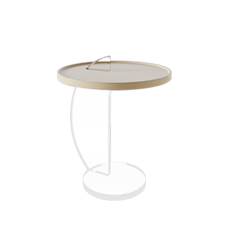 Contemporary Wood Round Top Side Table Acrylic Pedestal End Table
