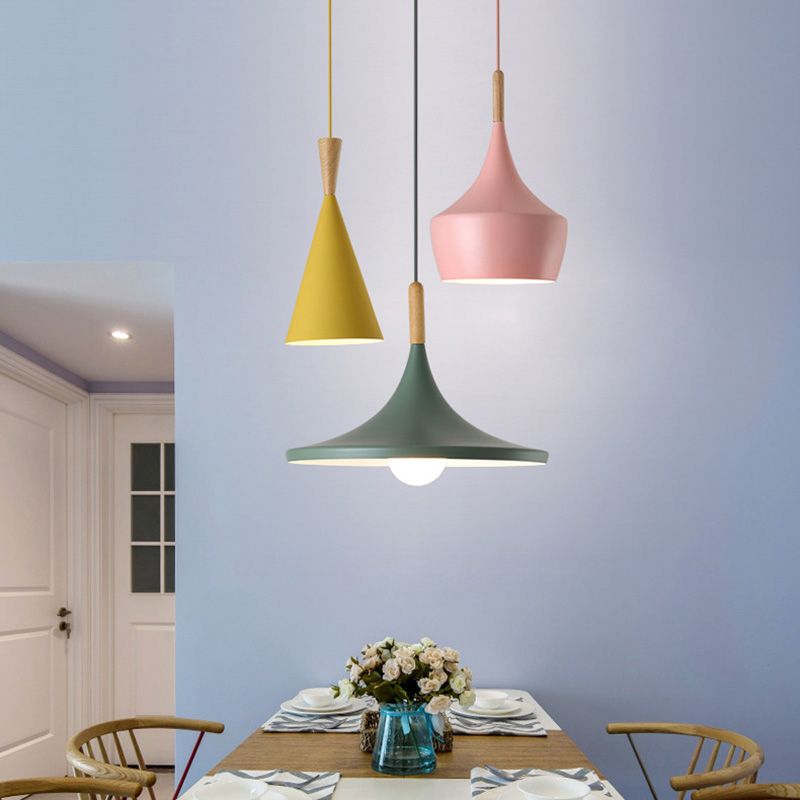 Nordic Style Macaron Color Pendant Light 1 Light Metal Hanging Light for Kitchen