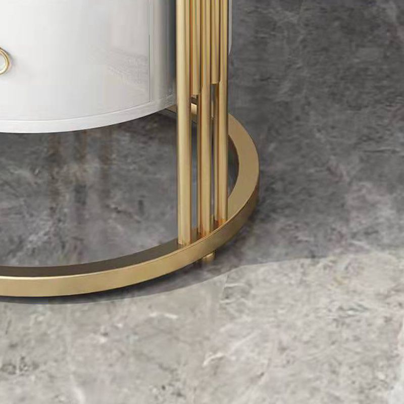 19.69" W x 19.69"D x  21.65" H End Table  Round Stone Side Table with Storage