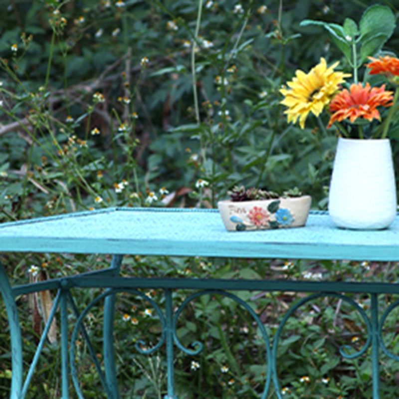 Modern Green Waterproof Courtyard Table Iron Rectangle Outdoor Table