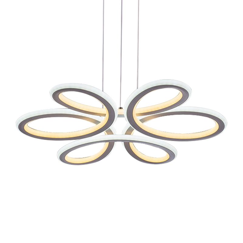 Contemporary Petals Acrylic Chandelier LED Drop Pendant in Warm/White Light for Dining Room