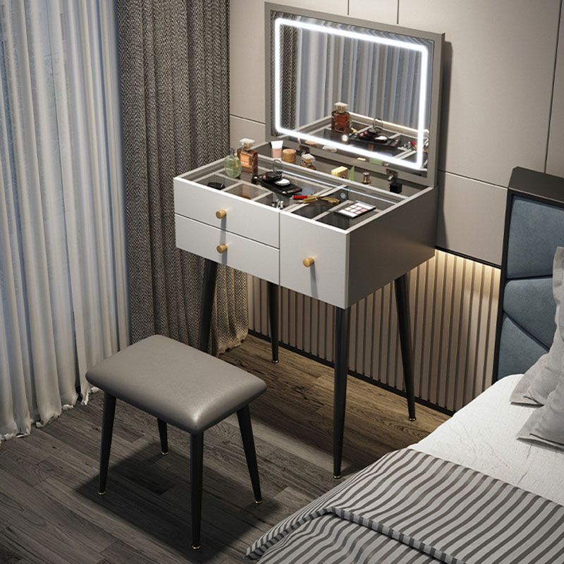 Contemporary Mirrored Glass Vanity Desk 3 Drawer Vanity Dressing Table