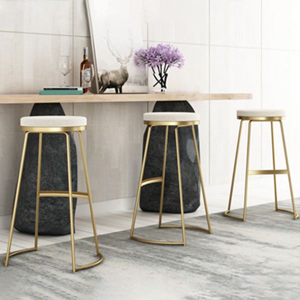 Modern Backless Counter Stool Upholstered Bar Stool with Metal Base