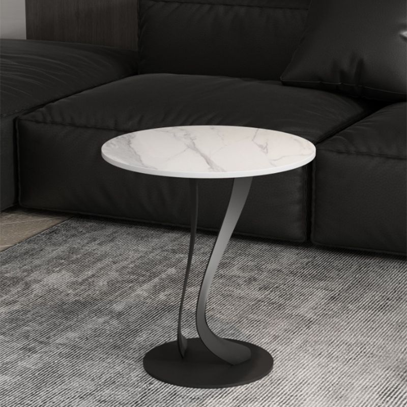 Contemporary Round Slate Side Table 20.5" Tall Abstract End Table